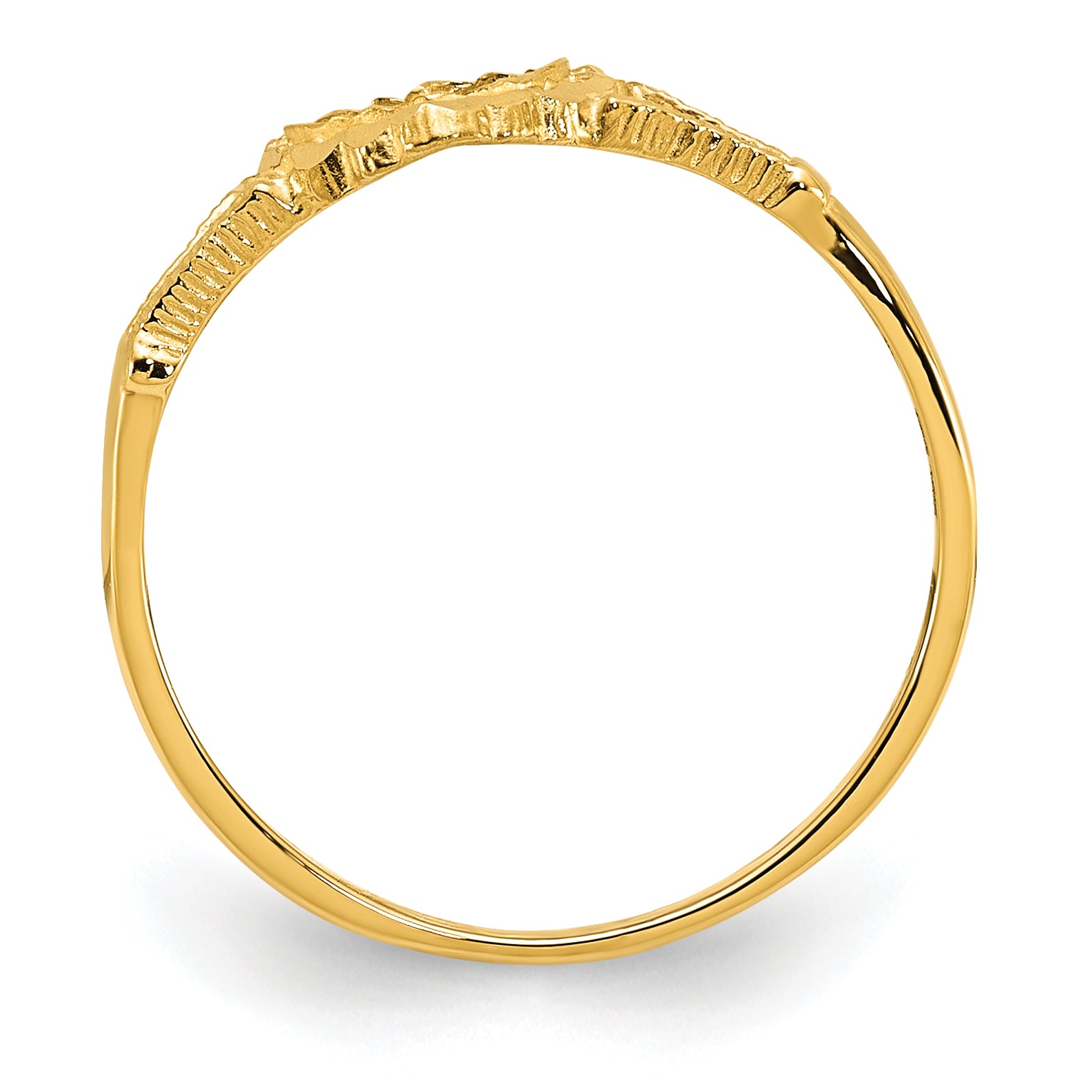 14K Diamond-Cut Cross in Heart Size 4 Baby / Childs Ring K3936