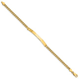 14k Polished Solid Chain/Solid Plate Two-Strand Rope 41x5mm Plate 7 inch ID Bracelet 014SD
