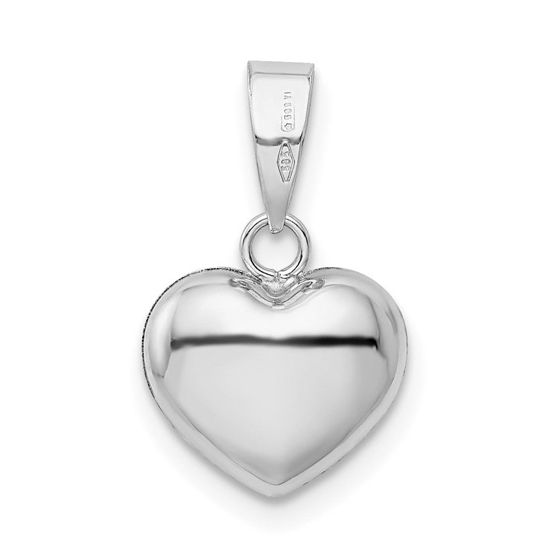 14k White Gold 3-D Puffed Heart Pendant XCH110