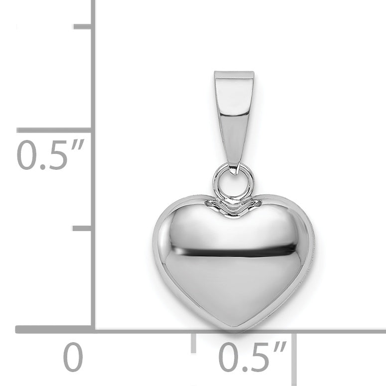 14k White Gold 3-D Puffed Heart Pendant XCH110