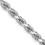 14K White Gold 26 inch 4mm Diamond-cut Rope with Lobster Clasp Chain 030W
