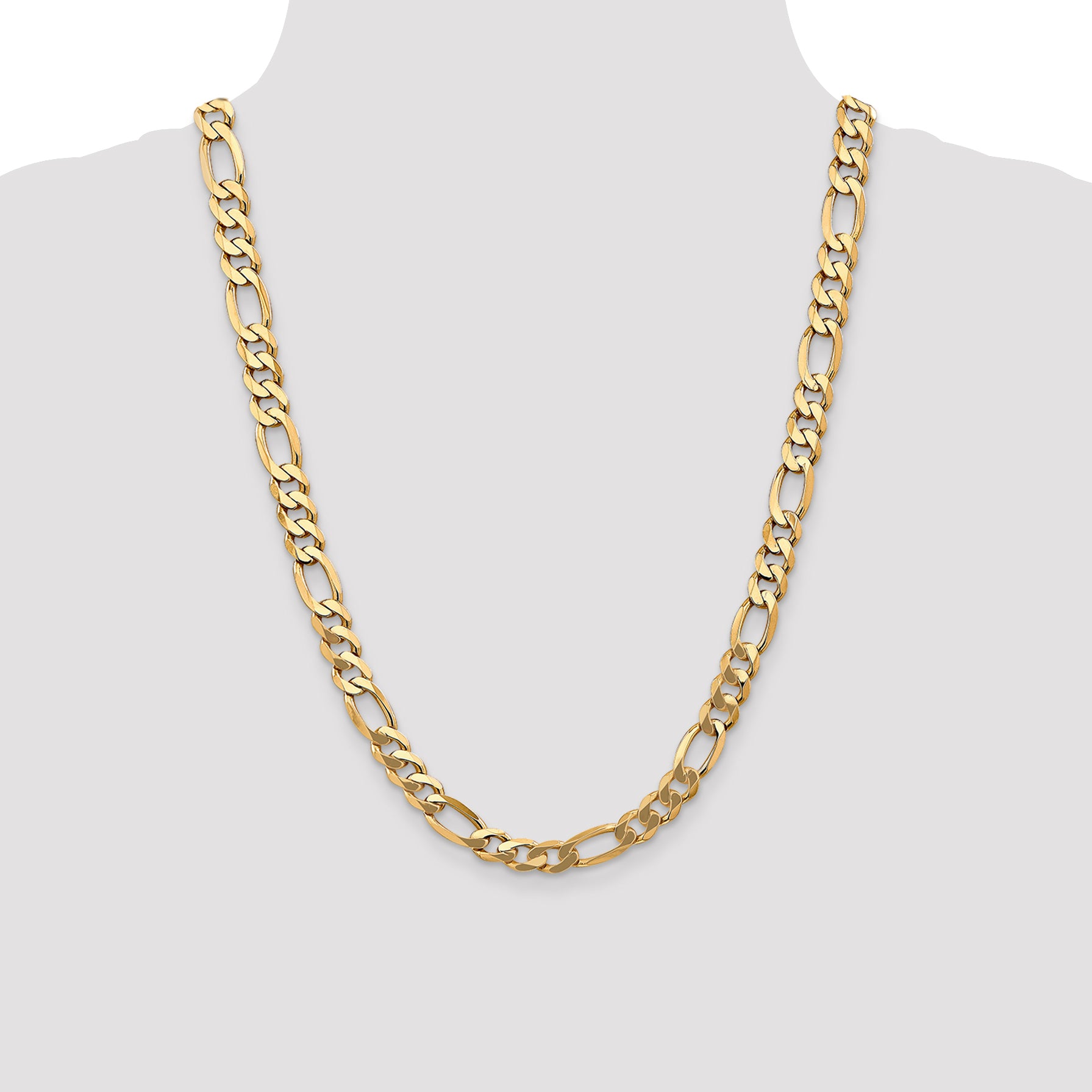 14K 26 inch 8.75mm Flat Figaro with Lobster Clasp Chain FFL220