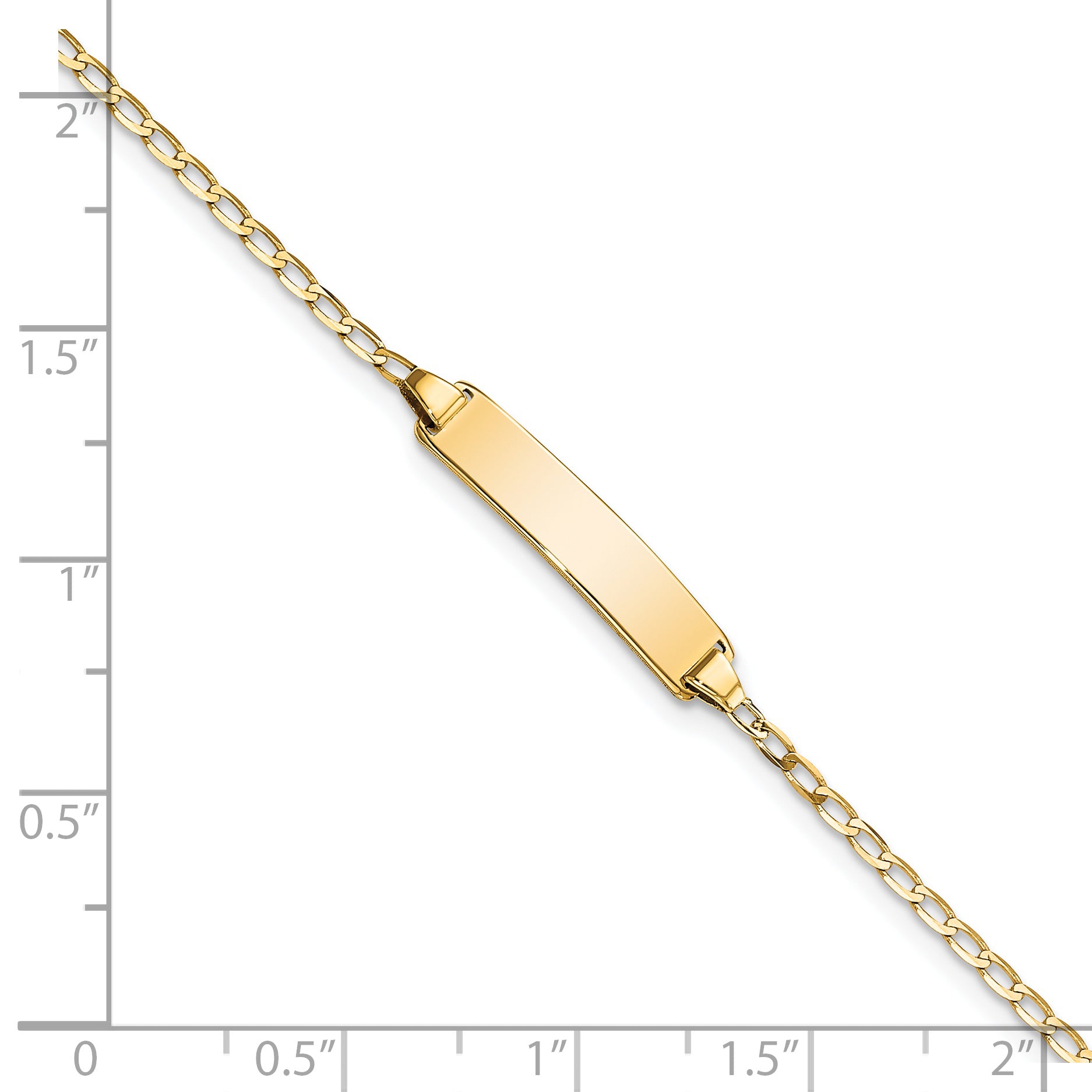 14k Polished Solid Chain/Solid Plate Flat Curb Link 19.5x3.5mm Plate 7 inch ID Bracelet LID69