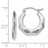 14k White Gold Faceted Hoop Earrings TC510