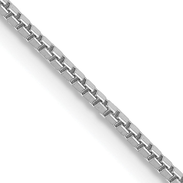 14K White Gold 14 inch 1mm Box with Lobster Clasp Chain WLB100