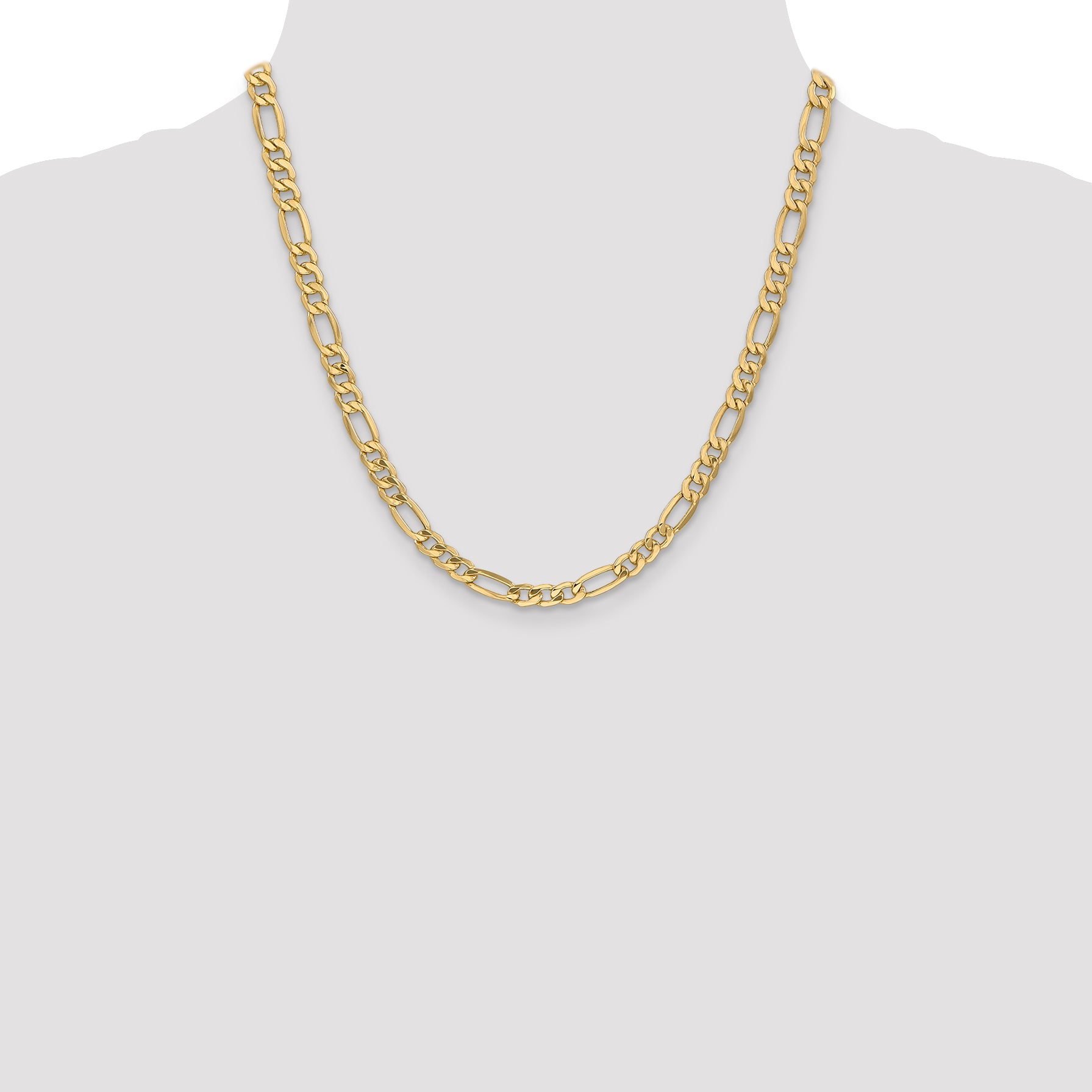 14K 26 inch 6.25mm Semi-Solid Figaro with Lobster Clasp Chain BC96