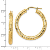 14k 4x35mm Diamond-cut Round Tube Hoop Earrings TF1335