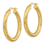 14k 4x35mm Diamond-cut Round Tube Hoop Earrings TF1335