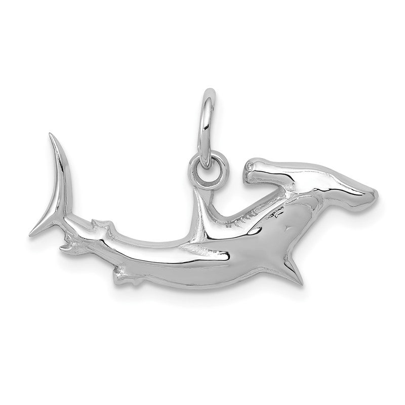 14k White Gold Hammerhead Shark Charm K3014
