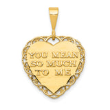 14k Reversible FOR MY WONDERFUL SISTER / YOU MEAN SO MUCH Heart Charm C1693