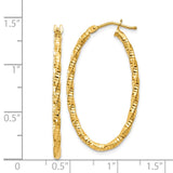 14ky 2mm Diamond-cut Oval Hoop Earrings PRE786