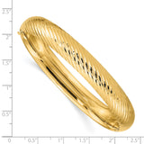 14k 7/16 Polished Textured 10.00mm Hinged Oval Bangle Bracelet DB655