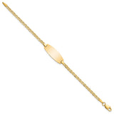 14k Polished Semi-Solid Chain/Solid Plate Anchor Link Oval 18.5x8.5mm Plate 5.5 inch Baby/Child ID Bracelet DCID145