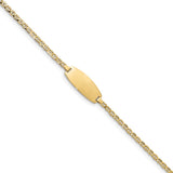 14k Polished Semi-Solid Chain/Solid Plate Anchor Link Oval 18.5x8.5mm Plate 5.5 inch Baby/Child ID Bracelet DCID145
