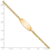 14k Polished Semi-Solid Chain/Solid Plate Anchor Link Oval 18.5x8.5mm Plate 5.5 inch Baby/Child ID Bracelet DCID145