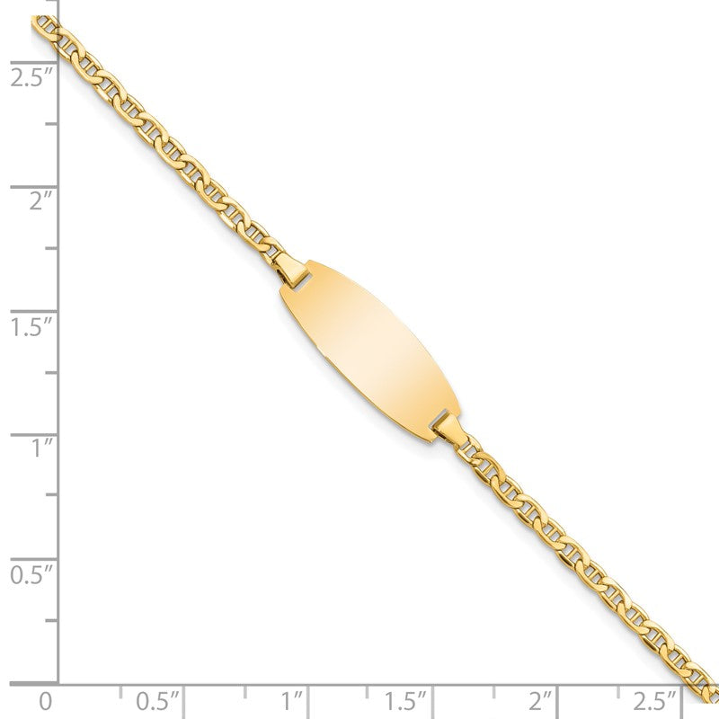 14k Polished Semi-Solid Chain/Solid Plate Anchor Link Oval 18.5x8.5mm Plate 5.5 inch Baby/Child ID Bracelet DCID145