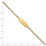 14k Polished Semi-Solid Chain/Solid Plate Anchor Link Oval 18.5x8.5mm Plate 5.5 inch Baby/Child ID Bracelet DCID145
