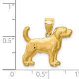 14K Satin Diamond-cut Beagle Dog Pendant C4734