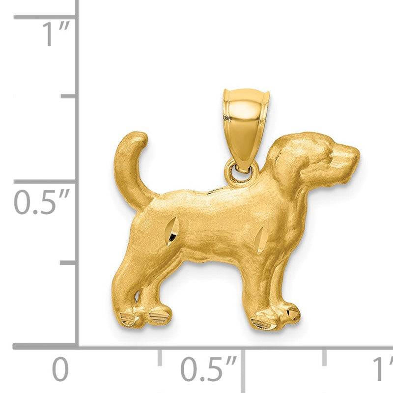 14K Satin Diamond-cut Beagle Dog Pendant C4734