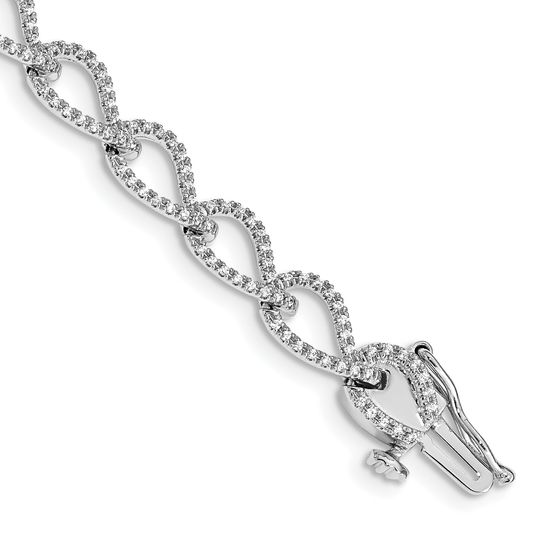 14k White Gold Complete 1 carat Diamond Fancy Link 7 inch Bracelet BM4613