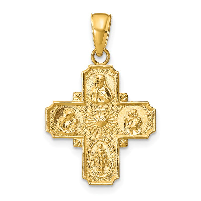 14k Polished 4-Way Medal Pendant M1456