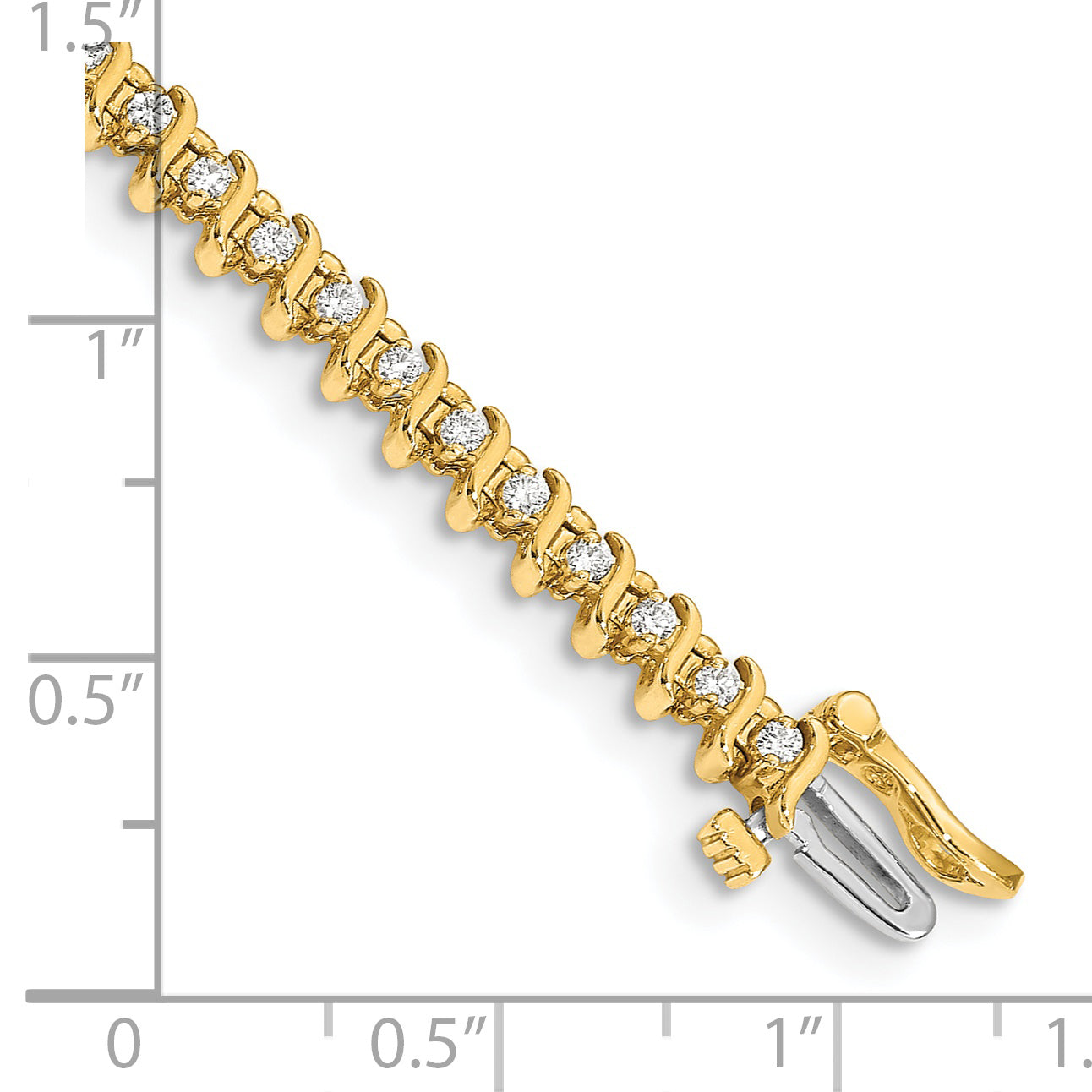 14k Complete 7/8 carat Round A Diamond 2-prong S-link 7 inch Tennis Bracelet X700A