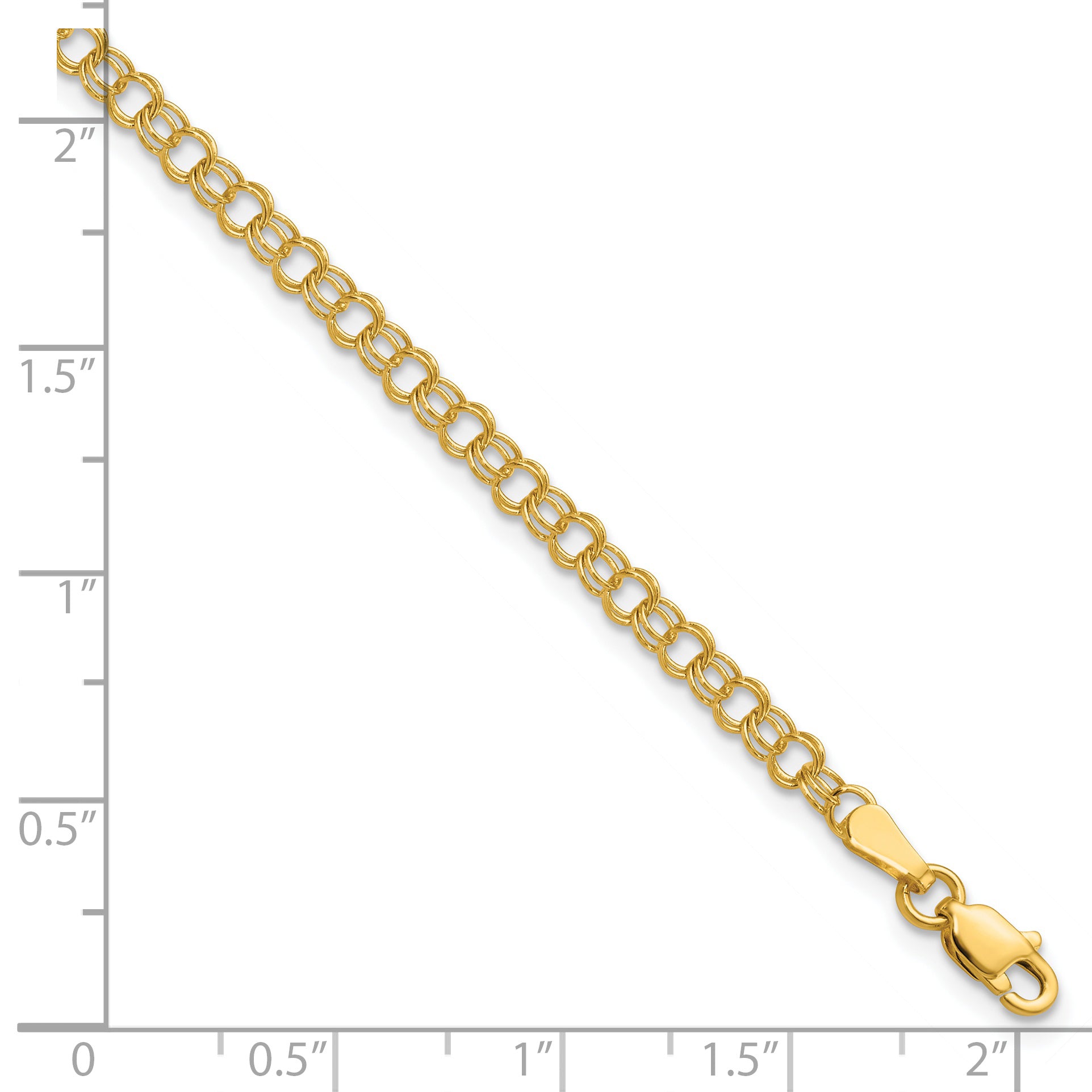 14k 3.5mm Solid Double Link 7 inch Charm Bracelet DO554