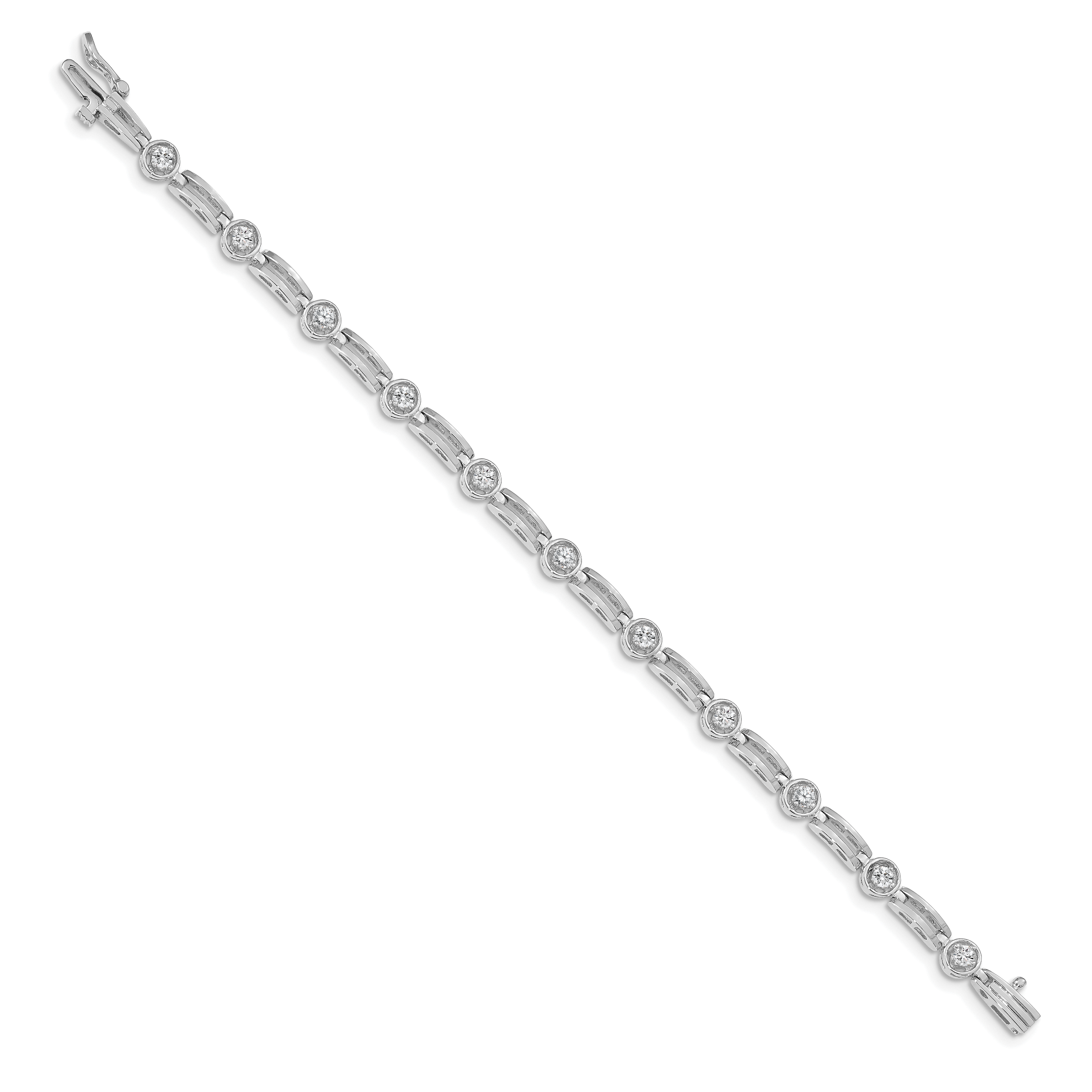 14k White Gold Complete 3/4 carat Round AAA Diamond 4-prong Bar Link 7 inch Tennis Bracelet X788WAAA