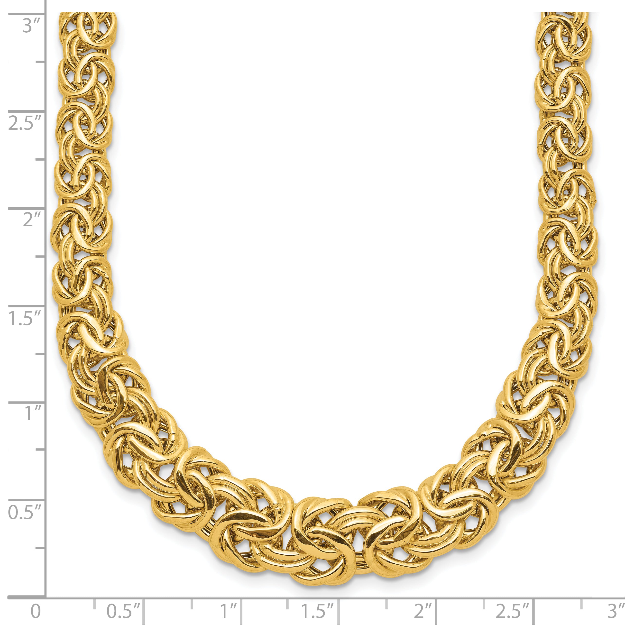 14k Fancy Graduated 7-12mm Flat Byzantine 17.5 inch Necklace SF2733