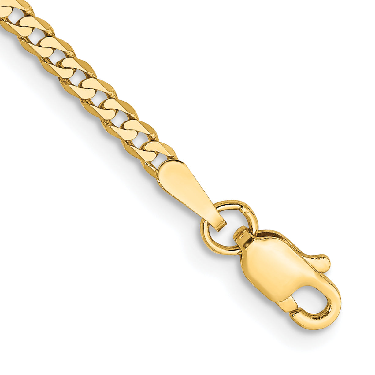 14K 10 inch 2.2mm Flat Beveled Curb with Lobster Clasp Anket FBU060