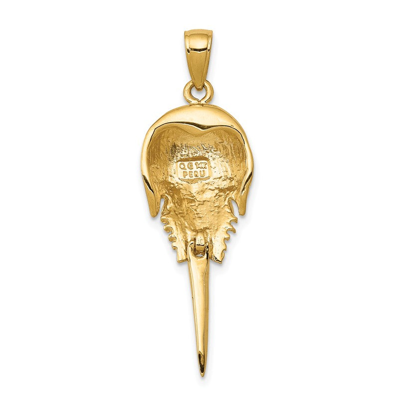 14k Polished Horseshoe Crab with Moveable Tail Pendant C2587