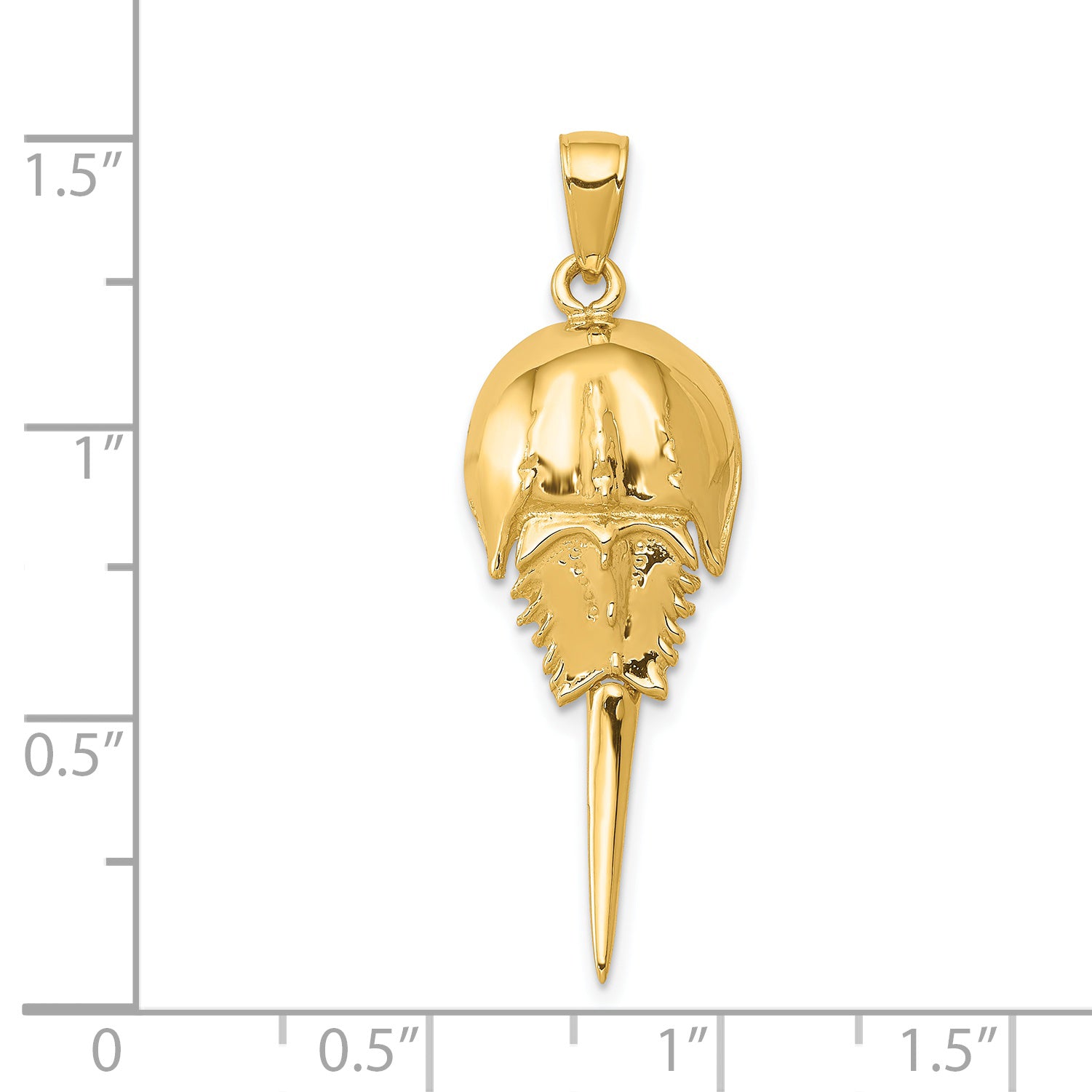 14k Polished Horseshoe Crab with Moveable Tail Pendant C2587