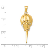14k Polished Horseshoe Crab with Moveable Tail Pendant C2587