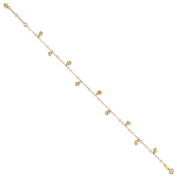 14k Hollow Dangle Circles 9 inch Plus 1 inch Extender - Total 10 inch Anklet ANK225