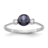 14k White Gold 5mm Black FW Cultured Pearl VS Diamond ring X9742BP/VS