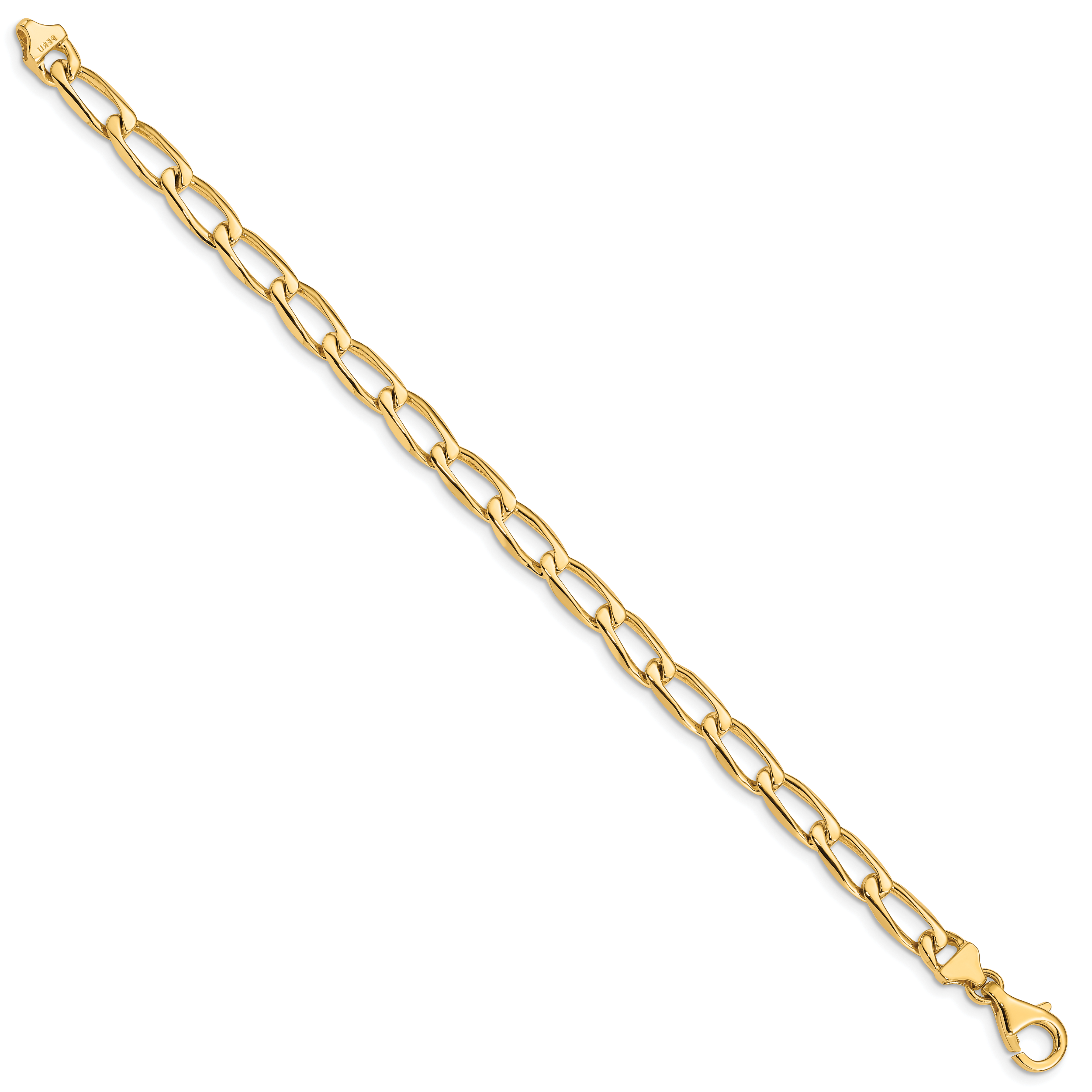 14K 18 inch 5.9mm Hand Polished Fancy Open Link with Fancy Lobster Clasp Chain LK113