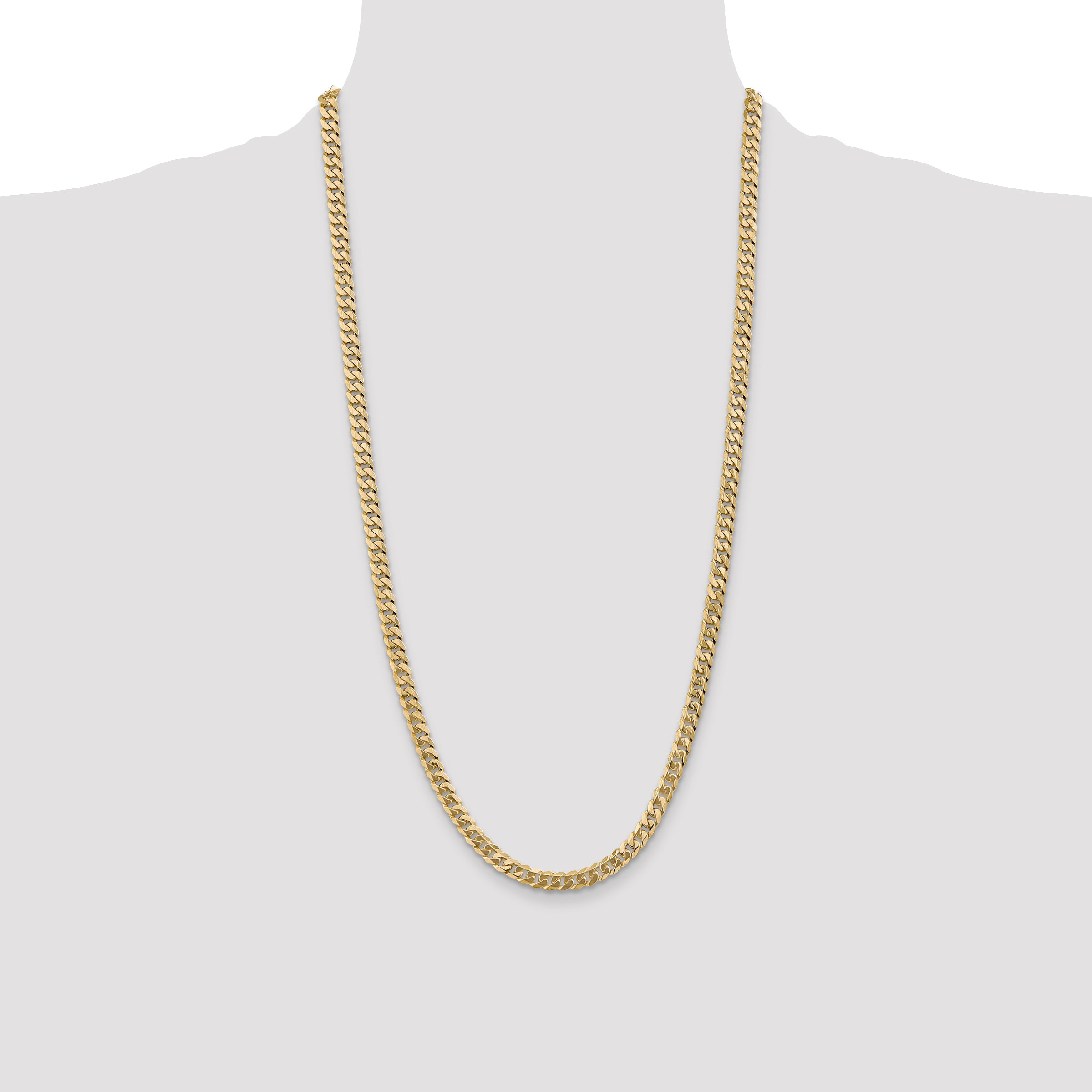 14K 26 inch 5.75mm Flat Beveled Curb with Lobster Clasp Chain FBU140