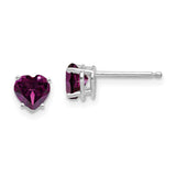 14k White Gold 5mm Heart Rhodolite Garnet Post Earrings XE97WRG
