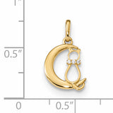 14k CZ Cat and Moon Childrens Pendant YC1285