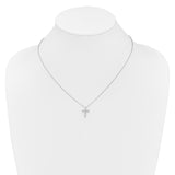 14k White Gold 1/4 carat Diamond Cross Pendant 18 inch Necklace PM1000