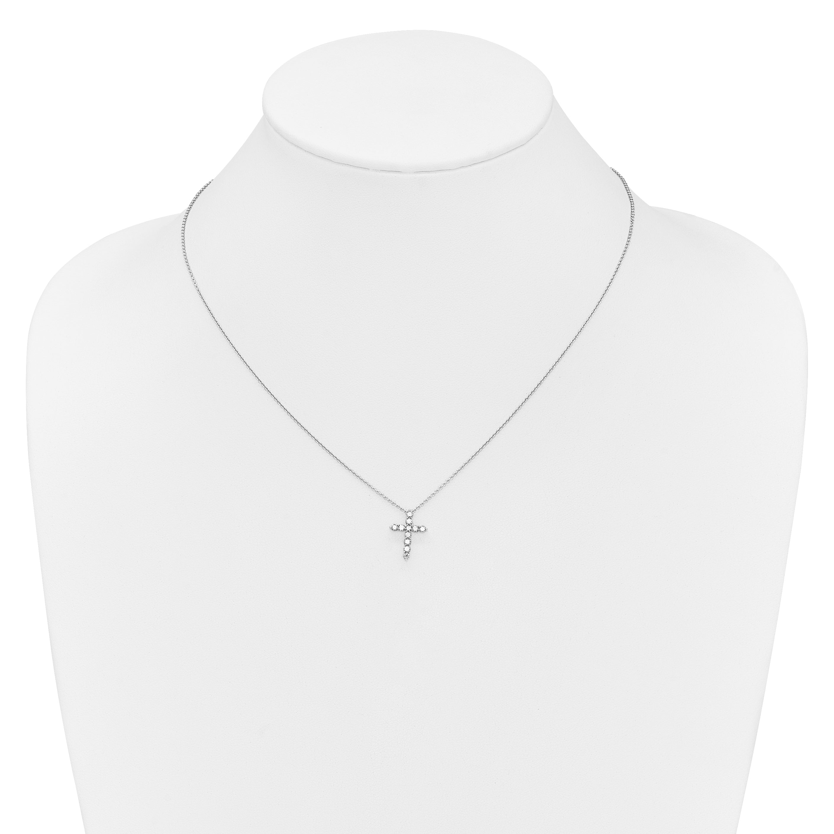 14k White Gold 1/4 carat Diamond Cross Pendant 18 inch Necklace PM1000