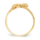 14K Two-tone Diamond Cut Praying Hands with Cross Ring K3965