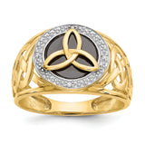 14k and White Rhodium Onyx Diamond Trinity Knot Ring K3857