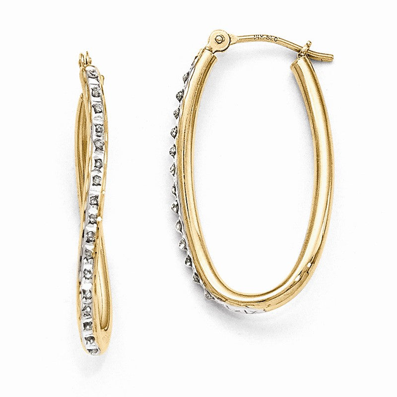 14k Diamond Fascination Diamond Dust/Accent 2x31mm Oval Twist Hoop Earrings DF111