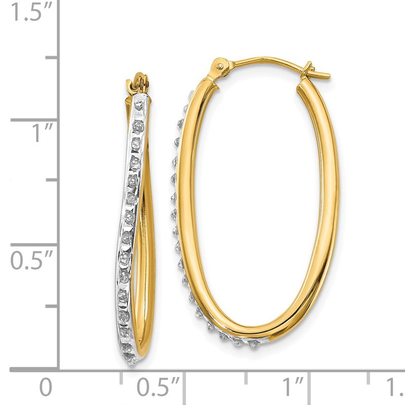 14k Diamond Fascination Diamond Dust/Accent 2x31mm Oval Twist Hoop Earrings DF111