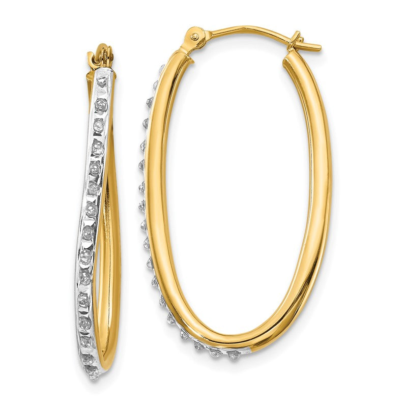 14k Diamond Fascination Diamond Dust/Accent 2x31mm Oval Twist Hoop Earrings DF111
