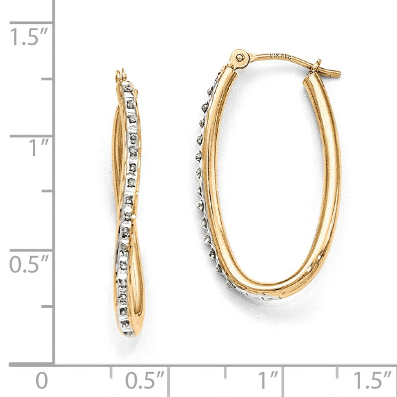 14k Diamond Fascination Diamond Dust/Accent 2x31mm Oval Twist Hoop Earrings DF111