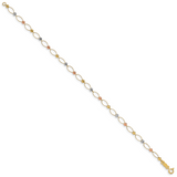 14K Tri-color Oval Link with Mirror Beads 7 inch Bracelet FB1347