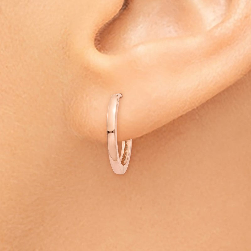 14k Rose Gold Round Hinged Hoop Earrings TF764