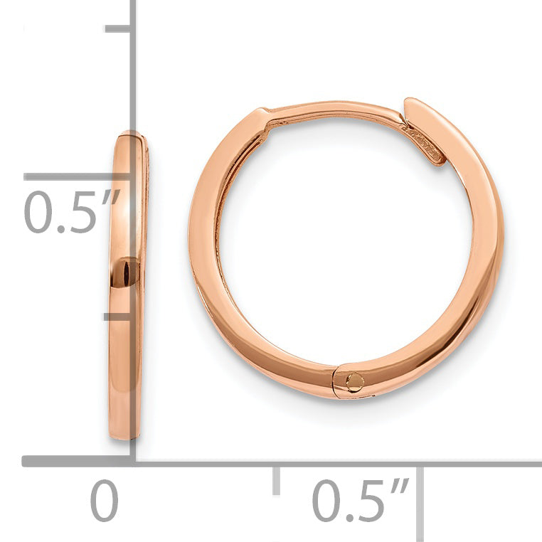 14k Rose Gold Round Hinged Hoop Earrings TF764